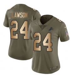 Women's Nike Detroit Lions #24 Nevin Lawson Limited Olive/Gold Salute to Service NFL Jersey