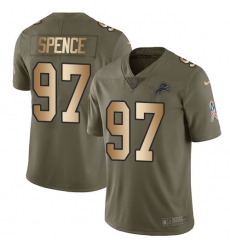 Youth Nike Detroit Lions #97 Akeem Spence Limited Olive/Gold Salute to Service NFL Jersey