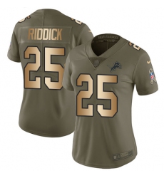 Women's Nike Detroit Lions #25 Theo Riddick Limited Olive/Gold Salute to Service NFL Jersey