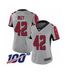 Women's Atlanta Falcons #42 Duke Riley Limited Silver Inverted Legend 100th Season Football Jersey