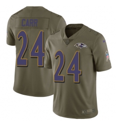 Youth Nike Baltimore Ravens #24 Brandon Carr Limited Olive 2017 Salute to Service NFL Jersey
