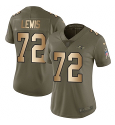 Women's Nike Baltimore Ravens #72 Alex Lewis Limited Olive/Gold Salute to Service NFL Jersey