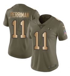 Women's Nike Baltimore Ravens #11 Breshad Perriman Limited Olive/Gold Salute to Service NFL Jersey