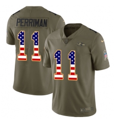 Youth Nike Baltimore Ravens #11 Breshad Perriman Limited Olive/USA Flag Salute to Service NFL Jersey