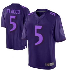 Men's Nike Baltimore Ravens #5 Joe Flacco Purple Drenched Limited NFL Jersey