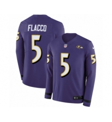 Youth Nike Baltimore Ravens #5 Joe Flacco Limited Purple Therma Long Sleeve NFL Jersey