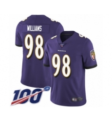 Men's Baltimore Ravens #98 Brandon Williams Purple Team Color Vapor Untouchable Limited Player 100th Season Football Jersey