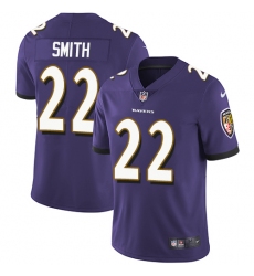 Youth Nike Baltimore Ravens #22 Jimmy Smith Purple Team Color Vapor Untouchable Limited Player NFL Jersey
