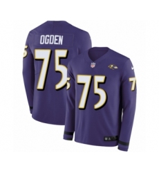 Youth Nike Baltimore Ravens #75 Jonathan Ogden Limited Purple Therma Long Sleeve NFL Jersey