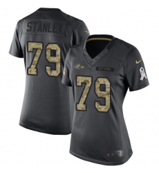 Women's Nike Baltimore Ravens #79 Ronnie Stanley Limited Black 2016 Salute to Service NFL Jersey