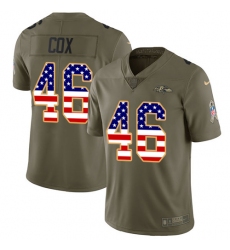 Men's Nike Baltimore Ravens #46 Morgan Cox Limited Olive/USA Flag Salute to Service NFL Jersey