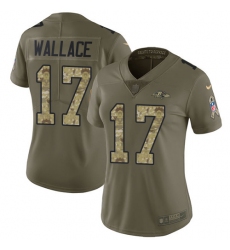Women's Nike Baltimore Ravens #17 Mike Wallace Limited Olive/Camo Salute to Service NFL Jersey