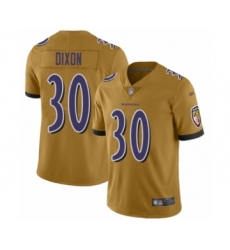 Men's Baltimore Ravens #30 Kenneth Dixon Limited Gold Inverted Legend Football Jersey