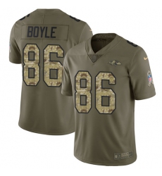 Men's Nike Baltimore Ravens #86 Nick Boyle Limited Olive/Camo Salute to Service NFL Jersey