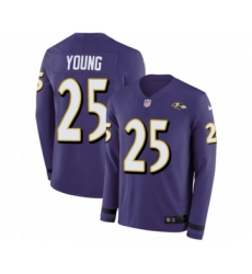 Men's Nike Baltimore Ravens #25 Tavon Young Limited Purple Therma Long Sleeve NFL Jersey