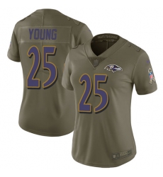 Women's Nike Baltimore Ravens #25 Tavon Young Limited Olive 2017 Salute to Service NFL Jersey