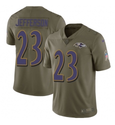 Men's Nike Baltimore Ravens #23 Tony Jefferson Limited Olive 2017 Salute to Service NFL Jersey