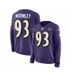 Women's Nike Baltimore Ravens #93 Chris Wormley Limited Purple Therma Long Sleeve NFL Jersey