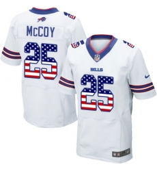 Men's Nike Buffalo Bills #25 LeSean McCoy Elite White Road USA Flag Fashion NFL Jersey