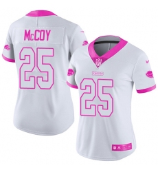 Women's Nike Buffalo Bills #25 LeSean McCoy Limited White/Pink Rush Fashion NFL Jersey