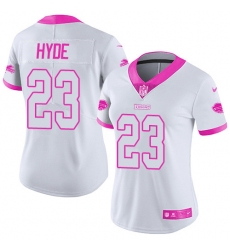 Women's Nike Buffalo Bills #23 Micah Hyde Limited White/Pink Rush Fashion NFL Jersey