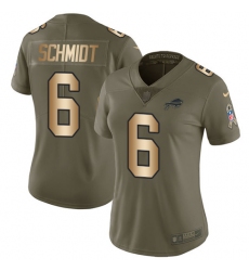 Women's Nike Buffalo Bills #6 Colton Schmidt Limited Olive/Gold 2017 Salute to Service NFL Jersey