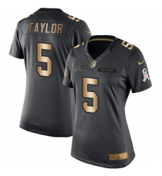 Women's Nike Buffalo Bills #5 Tyrod Taylor Limited Black/Gold Salute to Service NFL Jersey