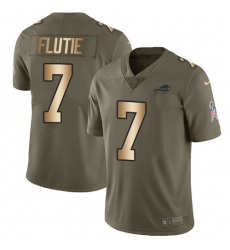 Men's Nike Buffalo Bills #7 Doug Flutie Limited Olive/Gold 2017 Salute to Service NFL Jersey