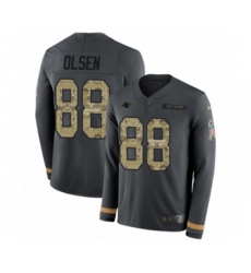 Men's Nike Carolina Panthers #88 Greg Olsen Limited Black Salute to Service Therma Long Sleeve NFL Jersey