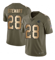 Men's Nike Carolina Panthers #28 Jonathan Stewart Limited Olive/Gold 2017 Salute to Service NFL Jersey