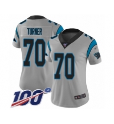 Women's Carolina Panthers #70 Trai Turner Silver Inverted Legend Limited 100th Season Football Jersey