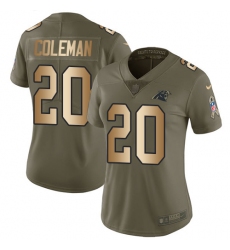Women's Nike Carolina Panthers #20 Kurt Coleman Limited Olive/Gold 2017 Salute to Service NFL Jersey
