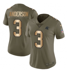 Women's Nike Carolina Panthers #3 Derek Anderson Limited Olive/Gold 2017 Salute to Service NFL Jersey
