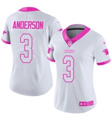 Women's Nike Carolina Panthers #3 Derek Anderson Limited White/Pink Rush Fashion NFL Jersey