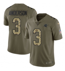 Youth Nike Carolina Panthers #3 Derek Anderson Limited Olive/Camo 2017 Salute to Service NFL Jersey