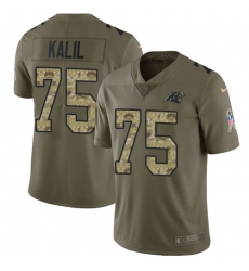 Youth Nike Carolina Panthers #75 Matt Kalil Limited Olive/Camo 2017 Salute to Service NFL Jersey