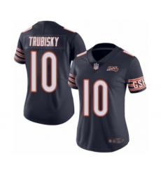 Women's Chicago Bears #10 Mitchell Trubisky Navy Blue Team Color 100th Season Limited Football Jersey