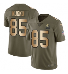 Men's Nike Cleveland Browns #85 David Njoku Limited Olive/Gold 2017 Salute to Service NFL Jersey