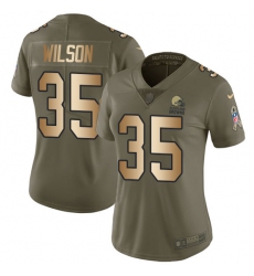 Women's Nike Cleveland Browns #35 Howard Wilson Limited Olive/Gold 2017 Salute to Service NFL Jersey