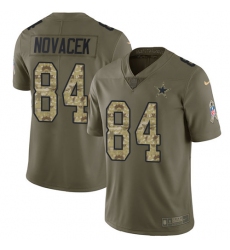 Youth Nike Dallas Cowboys #84 Jay Novacek Limited Olive/Camo 2017 Salute to Service NFL Jersey