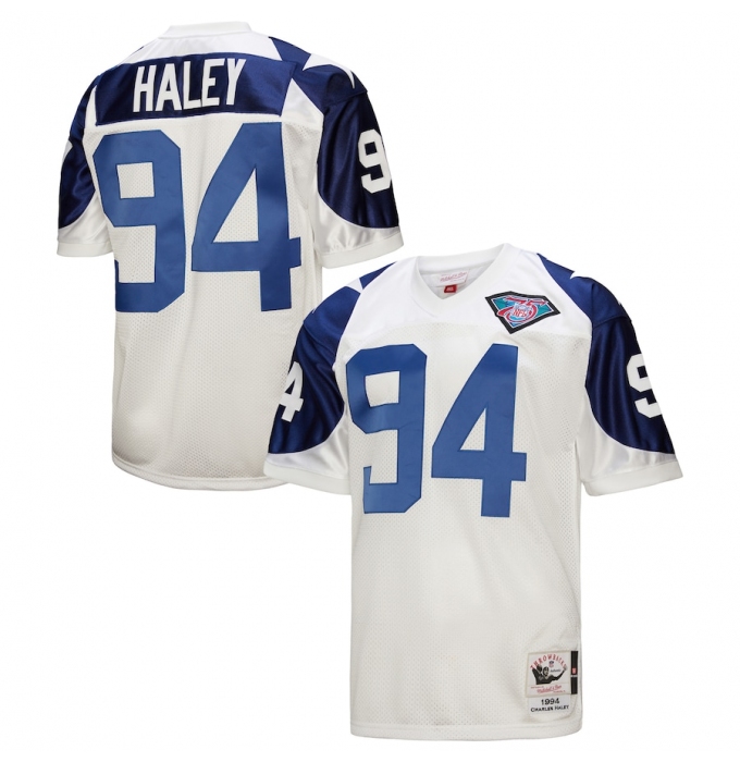 Men's Mitchell & Ness Charles Haley White Dallas Cowboys 1994 Authentic Throwback Retired Player Jersey