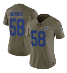 Women's Nike Dallas Cowboys #58 Damontre Moore Limited Olive 2017 Salute to Service NFL Jersey