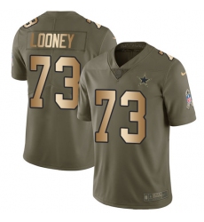 Youth Nike Dallas Cowboys #73 Joe Looney Limited Olive/Gold 2017 Salute to Service NFL Jersey