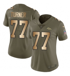 Women's Nike Denver Broncos #77 Billy Turner Limited Olive/Gold 2017 Salute to Service NFL Jersey