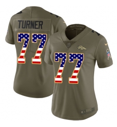 Women's Nike Denver Broncos #77 Billy Turner Limited Olive/USA Flag 2017 Salute to Service NFL Jersey