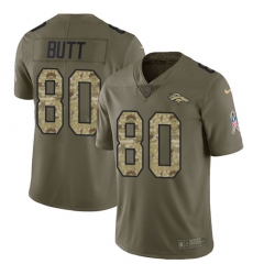 Men's Nike Denver Broncos #80 Jake Butt Limited Olive/Camo 2017 Salute to Service NFL Jersey