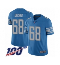 Men's Detroit Lions #68 Taylor Decker Blue Team Color Vapor Untouchable Limited Player 100th Season Football Jersey