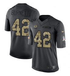 Men's Nike Green Bay Packers #42 Morgan Burnett Limited Black 2016 Salute to Service NFL Jersey