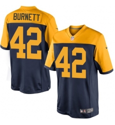 Youth Nike Green Bay Packers #42 Morgan Burnett Limited Navy Blue Alternate NFL Jersey