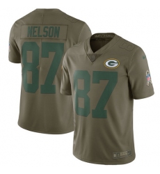 Youth Nike Green Bay Packers #87 Jordy Nelson Limited Olive 2017 Salute to Service NFL Jersey